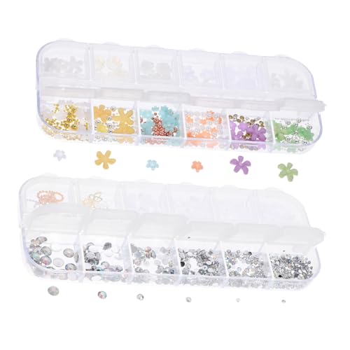 GANAZONO 2 Boxen Manicure Nail Art Charms Boxen mit Schimmernden Ab strassperlen Perlenketten Schmetterlingsblumen Langlebige Nageldekoration für Frauen für Weihnachten Partys und GANAZONO 2 Boxen Manicure Nail Art Charms Boxen mit Schimmernden Ab strassperlen Perlenketten Schmetterlingsblumen Langlebige Nageldekoration für Frauen für Weihnachten Partys und von GANAZONO