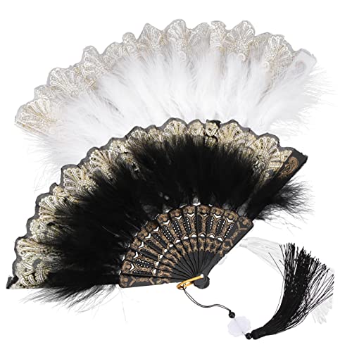GANAZONO 2 Stück Vintage Faltbare Plume Fächer für Hochzeiten und Partys Damen Handfächer mit Eleganter Feder für Braut Tanz und Fotografie GANAZONO 2 Stück Vintage Faltbare Plume Fächer für Hochzeiten und Partys Damen Handfächer mit Eleganter Feder für Braut Tanz und Fotografie von GANAZONO