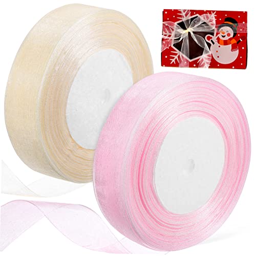 GANAZONO 2Rollen Transparente Bänder für Geschenkverpackungen und Dekoration aus Weichem Chiffon für Blumensträuße und Partydeko von GANAZONO