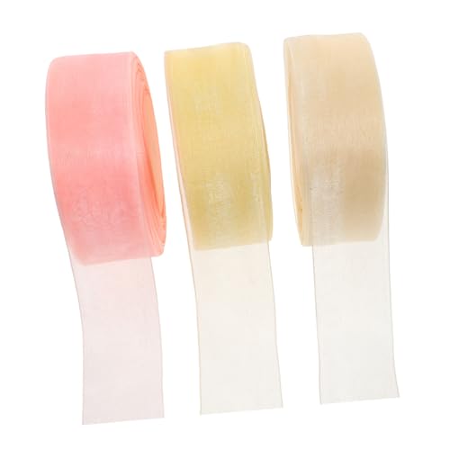 GANAZONO 3 Rollen Transparentes Organza Band Yards Dekoratives Chiffon Ribbon für Hochzeiten Bastelprojekte und Blumenarrangements Leicht und Vielseitig Einsetzbar von GANAZONO