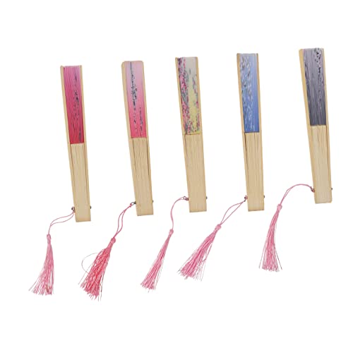 GANAZONO 5 Stück Faltbare Handfächer Japanischen Stil mit Floralen Mustern Vintage Fächer für Hochzeiten Partys und Alltagsgebrauch Tragbar und Elegant von GANAZONO