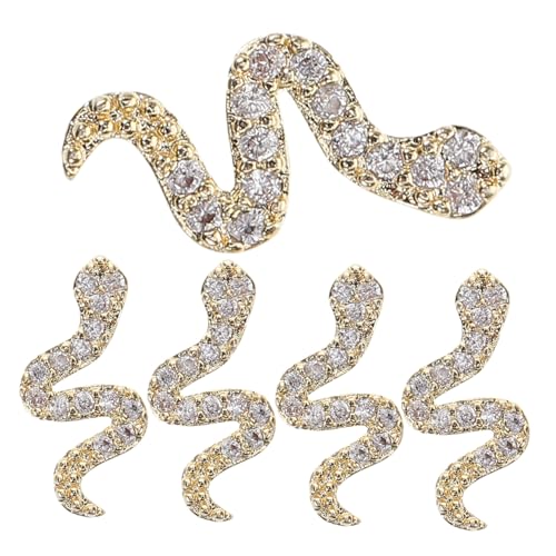 GANAZONO 5 Stück Teiliges Schlangen Nail Art aus Langlebigem Metall Retro Tierdesign Nagelrhinestones für DIY Nageldekoration für Partys Hochzeiten und Alltag von GANAZONO