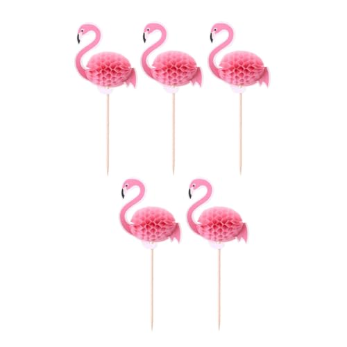 GANAZONO 50 Stück Flamingo-Cupcake-Topper 3D-Tropen-Aloha-Luau-Cupcake-Picks Hawaiianische Luau-Kuchendekorationen Tropische Kuchendekorationen Für Geburtstag Hochzeit Party von GANAZONO
