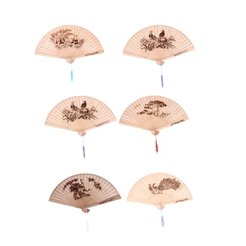 GANAZONO 6 Stück Faltbare Holzfans Vintage Chinesische Handfächer für Hochzeit Sommerpartys und Dekoration Robuste und Faltfächer im Traditionellen Design GANAZONO 6 Stück Faltbare Holzfans Vintage Chinesische Handfächer für Hochzeit Sommerpartys und Dekoration Robuste und Faltfächer im Traditionellen Design von GANAZONO