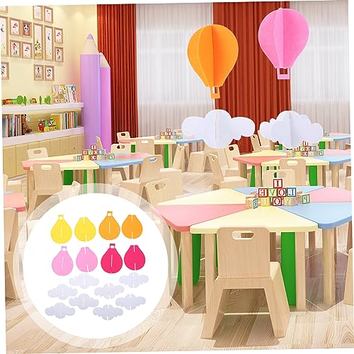 GANAZONO Bunte Heißluftballon Hängedekoration Teilig Filz Hot Air Balloon und Wolken Kindergarten Flur Anhänger Leicht Farbenfroh für Klassenraum und Kinderfest von GANAZONO