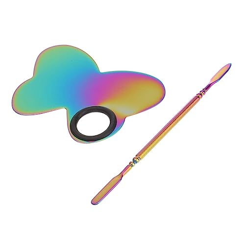 GANAZONO Edelstahl Make up Mischpalette Schmetterlingsform Nagelfarbmischpalette mit Rührstab Glatte Oberfläche Leicht zu Reinigen Professionelles Kosmetikwerkzeug für Nagelkunst und von GANAZONO