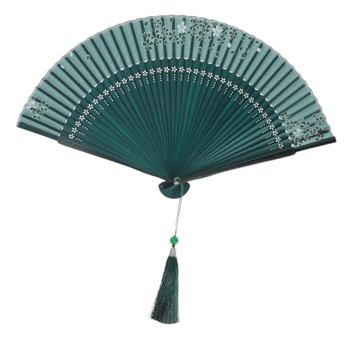GANAZONO Handfächer Chinesischer Vintage Faltfächer mit Blumenmuster für Tanzaufführungen und Dekoration Grün mit Weißen Kirschblüten GANAZONO Handfächer Chinesischer Vintage Faltfächer mit Blumenmuster für Tanzaufführungen und Dekoration Grün mit Weißen Kirschblüten von GANAZONO