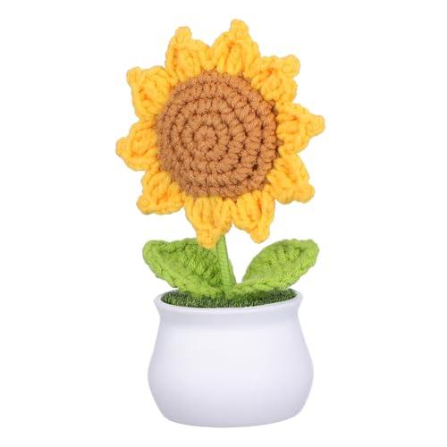 GANAZONO Handgefertigte Gestrickte Sonnenblumen Pflanze im Topf Dekorative Auto Armaturenbrett Dekoration für Zuhause und Büro Vielseitige Häkelblume für GANAZONO Handgefertigte Gestrickte Sonnenblumen Pflanze im Topf Dekorative Auto Armaturenbrett Dekoration für Zuhause und Büro Vielseitige Häkelblume für von GANAZONO