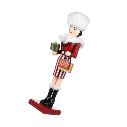 GANAZONO Traditionelle Kleine Holz Holzfigur Soldat Handbemalt Festliche Weihnachtsdekoration für Tisch Regal Kamin Mädchenfigur mit und Tasche ca Hoch von GANAZONO