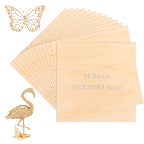 Balsaholz Platten, 12 Stück Holzplatten Basteln, 200x200x1,5mm Linde Bretter, Sperrholzplatte, Holzbretter für Modellbau, Kunstschnitzerei, DIY Basteleien, Dekorationen Balsaholz Platten, 12 Stück Holzplatten Basteln, 200x200x1,5mm Linde Bretter, Sperrholzplatte, Holzbretter für Modellbau, Kunstschnitzerei, DIY Basteleien, Dekorationen von GANILITY