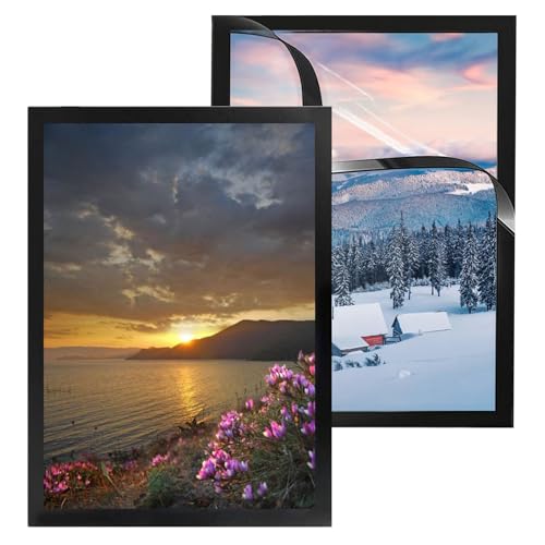 Diamond Painting Rahmen, 2 Stück Selbstklebend Magnetisch Bilderrahmen, 30 x 40 cm Magnetischer Rahmen, Selbstklebend Magnetrahmen, Diamant Painting Bilder Rahmen für Wanddekoration zu Hause(Schwarz) von GANILITY