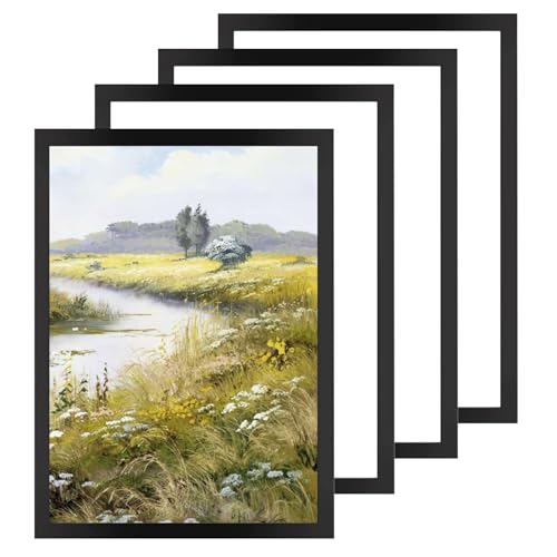 Diamond Painting Rahmen, 4 Stück Selbstklebend Magnetisch Bilderrahmen, 30 x 40 cm Magnetischer Rahmen, Selbstklebender Faltbarer Magnetischer Fotorahmen, Diamant Kunstrahmen Selbstklebend(Schwarz) von GANILITY