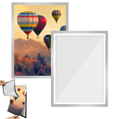 GANILITY Diamond Painting Rahmen, 2 Stück 30 x 40 cm Selbstklebend Magnetrahmen, Magnetischer Rahmen, für Für Ankündigungen, Auszeichnungen, Urkunden, Fotos(Silber) von GANILITY