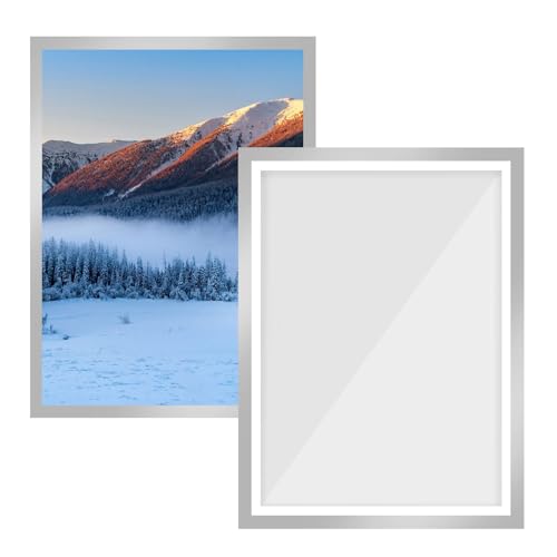 GANILITY Diamond Painting Rahmen, 2 Stück A4 Selbstklebend Magnetrahmen, 32,5 x 23,8 cm Blatthalter für A4 Informationsdarstellung, für Ausstellung, Dekoration(Silber) von GANILITY