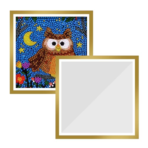 GANILITY Diamond Painting Rahmen, 2 Stück Selbstklebend Magnetrahmen, 30 x 30 cm Magnetischer Rahmen, Infotaschen, für Küche, Schlafzimmer(Gold) von GANILITY