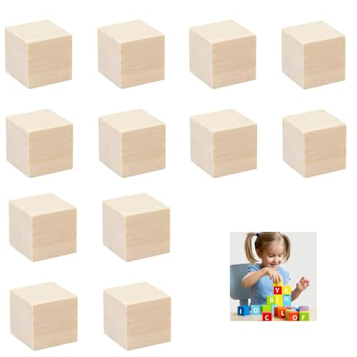 Holz Würfel, Natürliche Bastelwürfel, Mini Blanko Würfel Bastel Holz, Holzwürfel Blanko, Bastelmaterial Holz, für Puzzle, Basteln Malen, DIY Handwerk Dekoration, Nummern-Holzklötze, 12 Stück 5cm Holz Würfel, Natürliche Bastelwürfel, Mini Blanko Würfel Bastel Holz, Holzwürfel Blanko, Bastelmaterial Holz, für Puzzle, Basteln Malen, DIY Handwerk Dekoration, Nummern-Holzklötze, 12 Stück 5cm von GANILITY