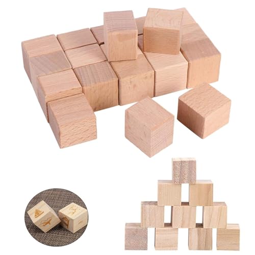 Holz Würfel, Natürliche Bastelwürfel, Mini Blanko Würfel Bastel Holz, Holzwürfel Blanko, Bastelmaterial Holz, für Puzzle, Basteln Malen, DIY Handwerk Dekoration, Nummern-Holzklötze, 30 Stück 3cm Holz Würfel, Natürliche Bastelwürfel, Mini Blanko Würfel Bastel Holz, Holzwürfel Blanko, Bastelmaterial Holz, für Puzzle, Basteln Malen, DIY Handwerk Dekoration, Nummern-Holzklötze, 30 Stück 3cm von GANILITY