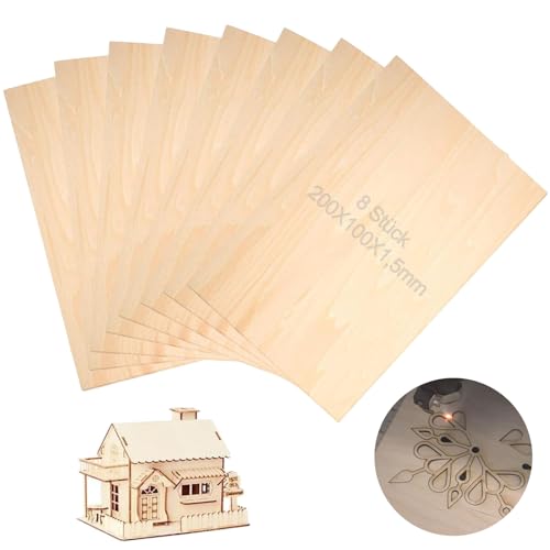Holzplatte, 8 Stück Sperrholz Platte, Sperrholzplatten, 200X100X1,5mm Holzplatten, Balsaplatten aus Sperrholz, Linde Bretter, Schnitzen, Malen, oder Modellbau Bastelholzplatten Holzplatte, 8 Stück Sperrholz Platte, Sperrholzplatten, 200X100X1,5mm Holzplatten, Balsaplatten aus Sperrholz, Linde Bretter, Schnitzen, Malen, oder Modellbau Bastelholzplatten von GANILITY