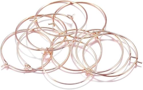 50 Stück 40 mm Roségold-Creolen aus Metall, große Kreise, Ohrdraht, Ohrringe, Drähte für DIY-Schmuckherstellung, Zubehör (4 cm), Ohrring-Verschlüsse und Fundstücke, Schmuckzubehör von GANPUB