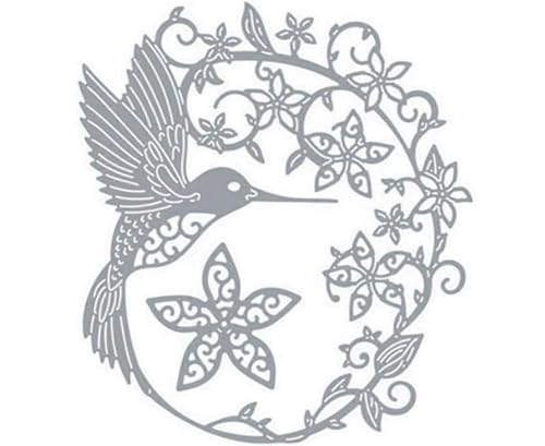 Metall-Stanzschablone mit silbernem Vogel, Blumenblätter, Bordüre, Prägeschablone für Bastelarbeiten, Scrapbooking, Kartenherstellung, Fotoalbum, Basteln, dekorative Stanzformen von GANPUB