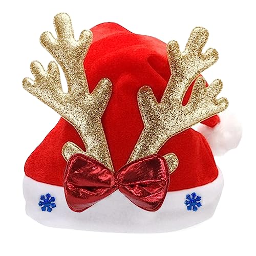 GANYKQ Weiche Weihnachtsmütze Hirsch Horn Weihnachten Party Hut Plüsch Nikolausmütze Navidads Requisiten Neujahr Dicke Weihnachtsmütze Erwachsene von GANYKQ