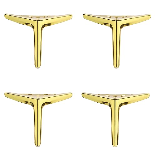 GAOBINGB 4 Möbelbeine, Metallmöbelbeine, Moderne Tischbeine, dreieckige Möbelfüße, Ersatzbeine, für Schrank, Sofa, Couchtisch, Fernsehschrank und andere Möbel, Stützfuß (12 cm, Gold) von GAOBINGB