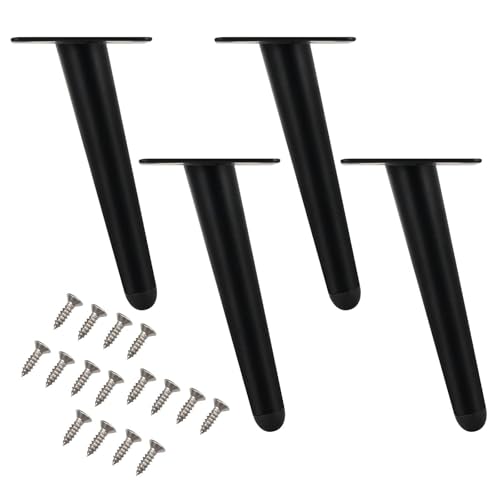 GAOBINGB 4 Ps Metall-Tischbeine, Möbelbeine, schräg konische Möbelfüße aus Eisen, DIY-Ersatz-Sofa-Schreibtischbeine, für Schränke, Stühle, Couchtisch, Frisiertisch (Schwarz, 30 cm) von GAOBINGB
