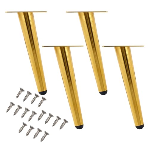 GAOBINGB 4 Ps Metall-Tischbeine, Möbelbeine, schräge, konische Möbelfüße aus Eisen, DIY-Ersatz-Sofa-Schreibtischbeine, für Schränke, Stühle, Couchtisch, Frisiertisch (Gold, 18 cm) von GAOBINGB