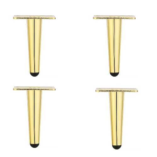 GAOBINGB 4 Stück Möbelbeine aus Metall, konische Stützbeine, gerade kegelförmige Schrankbeine, gerade konische Ersatzfüße, für Fernsehschrank, Kommode, Couchtisch, Sofa, Gold (72 cm) von GAOBINGB