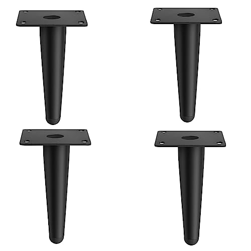 GAOBINGB 4 Stück Möbelbeine aus Metall, verstellbare Möbelstützfüße, kegelförmige Sofafüße, DIY-Ersatzfüße, für Tisch, Stuhl, Schreibtisch, Schrank, Schrankbeine (100 mm, schwarz) von GAOBINGB