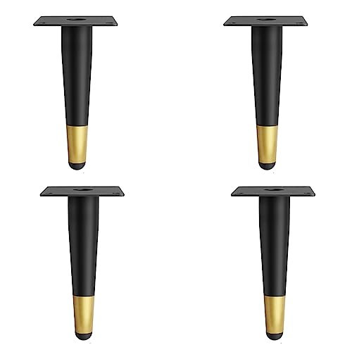 GAOBINGB 4 Stück Möbelbeine aus Metall, verstellbare Möbelstützfüße, kegelförmige Sofafüße, DIY-Ersatzfüße, für Tisch, Stuhl, Schreibtisch, Schrank, Schrankbeine (120 mm, Schwarzgold) von GAOBINGB