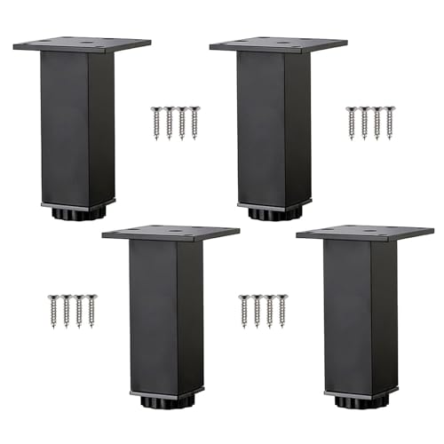 GAOBINGB 4 Stück Schrankbeine im modernen Design, Möbelbeine in Weiß, Schwarz, höhenverstellbare Möbelfüße, Tischbeine aus Aluminium, DIY-Ersatzbeine für Küche und Bad (Schwarz, 25 cm) von GAOBINGB