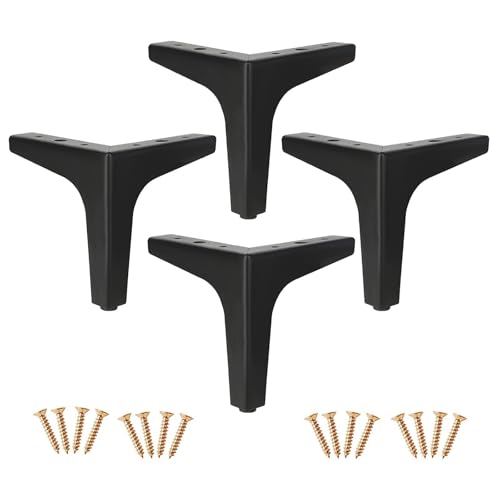 GAOBINGB 4 Stück dreieckige Möbelbeine aus Metall, Tischbeine, Ersatz-Sofabeine, Couchtischbeine, Schreibtischbeine, Schwarz/Gold/Silber, DIY-Möbelfüße, rutschfest/leise (Schwarz, 17 cm) von GAOBINGB