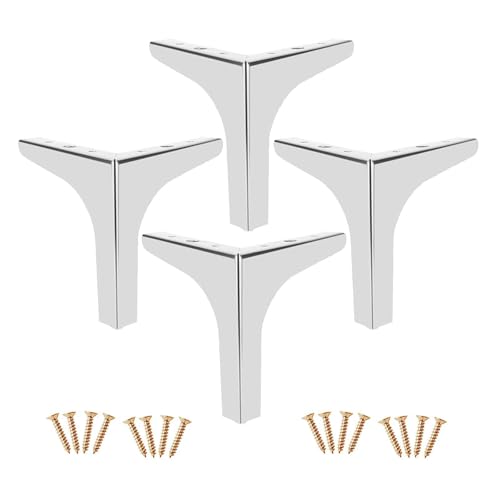 GAOBINGB 4 Stück dreieckige Möbelbeine aus Metall, Tischbeine, Ersatz-Sofabeine, Couchtischbeine, Schreibtischbeine, Schwarz/Gold/Silber, DIY-Möbelfüße, rutschfest/leise (Silber, 17 cm) von GAOBINGB