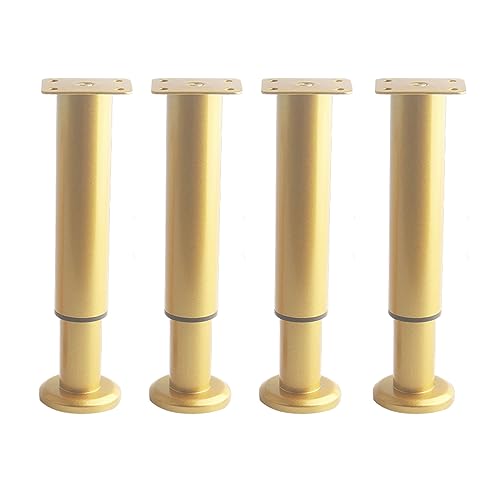 GAOBINGB 4 Stück verstellbare Möbelbeine, Metall-Sofabeine, DIY-Möbelbeine, Ersatz-Stützfüße, für Sofa, Tisch, Stuhl, Schreibtisch, Schrank, Schrankfuß (250 mm, Gold) von GAOBINGB
