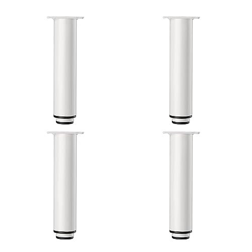 GAOBINGB 4 verstellbare Füße, runde Möbelbeine, Sofabeine aus Metall, Ersatz-Stützfüße aus Metall für Sofa, Tisch, Stuhl, Schreibtisch, Schrank, Couchtischfuß (250 mm, weiß) von GAOBINGB