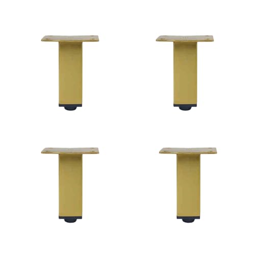 GAOBINGB 4er-Pack Möbelbeine, verstellbare Metallfüße, Edelstahl, verstellbar 0–1 cm, für Sofa-Couchtische, Fernsehschränke und andere Möbelseitenbeine oder Mittelfuß (Gold, 25 cm (9,8 Zoll)) von GAOBINGB