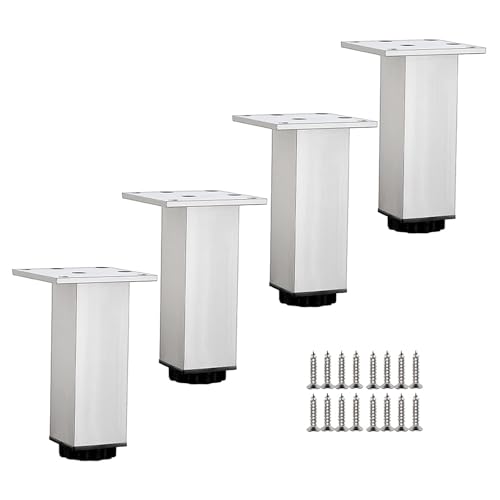 GAOBINGB Ersatz-Möbelbeine, höhenverstellbare Schrankbeine, Tischbeine aus Metall, Aluminiumlegierung, Stützfüße für Badezimmer-/Küchenmöbel, 4 Stück, mit Schrauben (weiß, 10 cm) von GAOBINGB