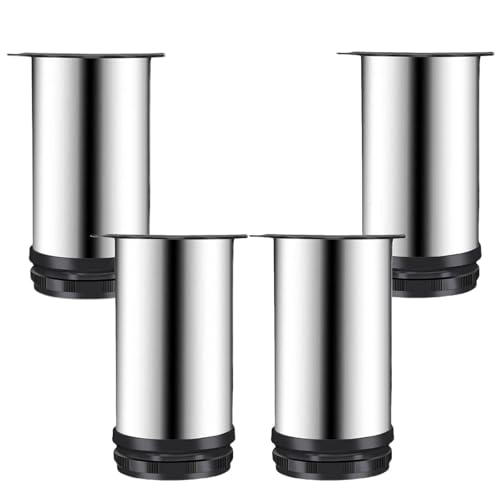 Verstellbare runde Stützfüße, 4-teilige Sofabeine aus Edelstahl, TV-Ständerbeine, Möbelbeine aus Metall, geeignet für Schreibtisch, Couchtisch, Fernsehschrank, mit Schrauben (450 mm) von GAOBINGB
