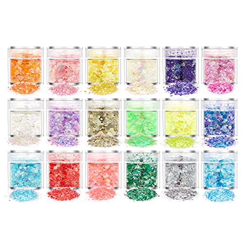 18/24 Farbglitterpulver Pailletten Luminöse Holographische Klobige Glitzer Pailletten Für Harz Bastelfüller Körper Gesicht Nagelkunst Dekorationen Juwely Making Füllmaterial von GAOFESA