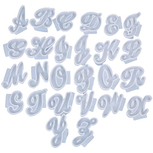 26 Stück englische Buchstaben Silikon A-Z Form Harz-Form handgefertigte Halsketten Anhänger Schlüsselanhänger Epoxidform von GAOFESA