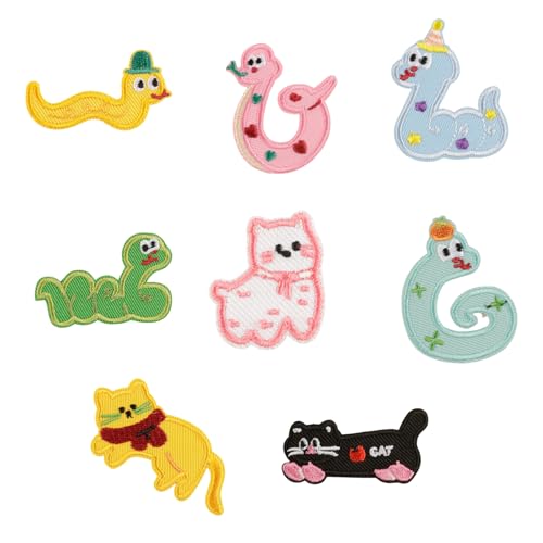 8 PCs Kleine Schlangen Bestickte Flecken Auf Flecken Cartoon Katzen Eisen Auf Flecken Applikationsflecken Nähflecken 8 PCs Kleine Schlangen Bestickte Flecken Auf Flecken Cartoon Katzen Eisen Auf Flecken Applikationsflecken Nähflecken von GAOFESA