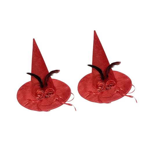 GAOFESA Elegante Hexenhüte mit Blumenband, Verzierungen für Kostümpartys, Hut für Frauen, Hexenhut mit farbigen Rosen, 2 Stück GAOFESA Elegante Hexenhüte mit Blumenband, Verzierungen für Kostümpartys, Hut für Frauen, Hexenhut mit farbigen Rosen, 2 Stück von GAOFESA