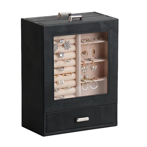 GAOFESA Schmuckschachtel Leder Für Mädchen Frauen Aufbewahrungskoffer Schmuckhalter Accessoires Für Halskette Ohrringe Schmuck Display von GAOFESA