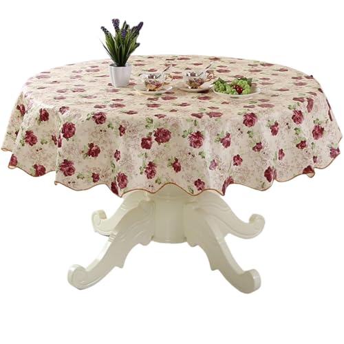 GAOFESA Tischdecke mit Blumenmuster, öldicht, wasserdicht, leicht zu reinigen, runde Tischdecke für Zuhause, Restaurant, Dekoration von GAOFESA