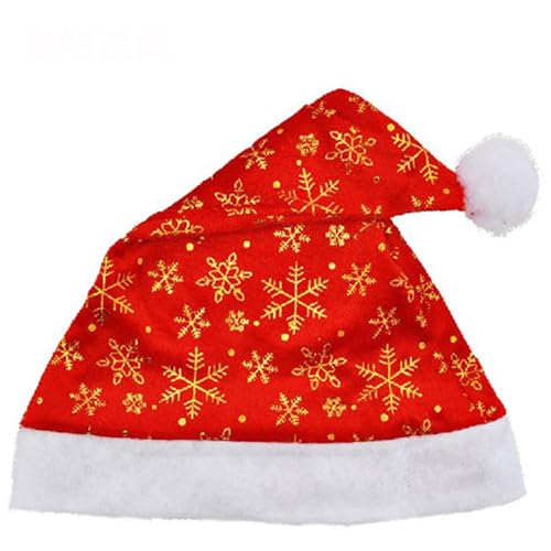 GAOFESA Weihnachtsmütze für Erwachsene, Unisex, vergoldet, Schneeflockenmuster, Weihnachtsmann, Rot, für Erwachsene, Teenager, Unisex GAOFESA Weihnachtsmütze für Erwachsene, Unisex, vergoldet, Schneeflockenmuster, Weihnachtsmann, Rot, für Erwachsene, Teenager, Unisex von GAOFESA