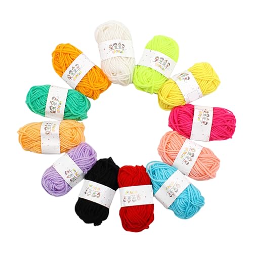 Handstrickgarn, buntes Garn, 4-lagig, mehrfarbig, weiches Garn für Schals, Decken, Mützen, 12 Farben von GAOFESA