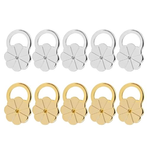 Mehrzweck-Ohrring-Verschlüsse, Ornament, elegante Ohrringheber, Ornament, stabile Metallverschlüsse für hängende Ohren, 10 Stück Mehrzweck-Ohrring-Verschlüsse, Ornament, elegante Ohrringheber, Ornament, stabile Metallverschlüsse für hängende Ohren, 10 Stück von GAOFESA