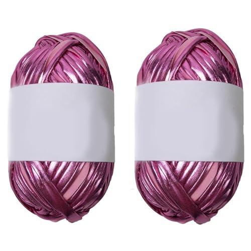 Metallic-T-Shirt-Garn, 18 mm breit, 100 g/Rolle, 87,48 m Gesamtglanzgarn, metallisches Strickgarn für Häkeltaschen, Korb Metallic-T-Shirt-Garn, 18 mm breit, 100 g/Rolle, 87,48 m Gesamtglanzgarn, metallisches Strickgarn für Häkeltaschen, Korb von GAOFESA