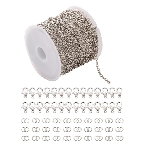 Metallseil-Gliederkette mit Karabinerverschlüssen, Biegeringe zur Schmuckherstellung, für Armbänder, Ohrringe Metallseil-Gliederkette mit Karabinerverschlüssen, Biegeringe zur Schmuckherstellung, für Armbänder, Ohrringe von GAOFESA